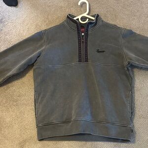 Supreme Men's Charcoal Gray Quarter-Zip Sweatshirt with Contrast Trim